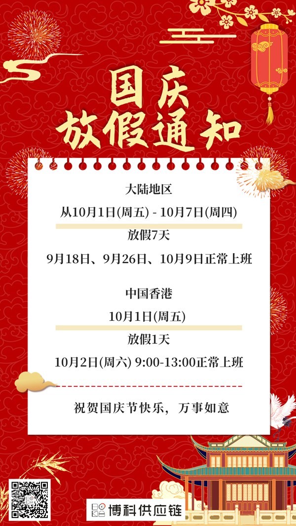 jinnianhui金年会首页供應(yīng)鏈2021國(guó)慶放假通知